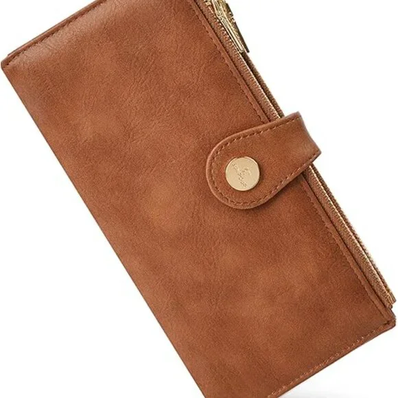 Womens Leather Wallet RFID Blocking Slim Bifold Credit Card Holder - Picture 1 of 6